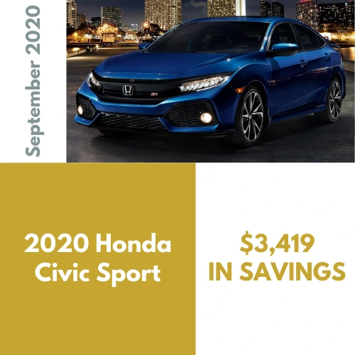 Best Car Deals - 2020 Honda Civic Sport, $3,419 in savings through Car Concierge Pro Car Buying Service