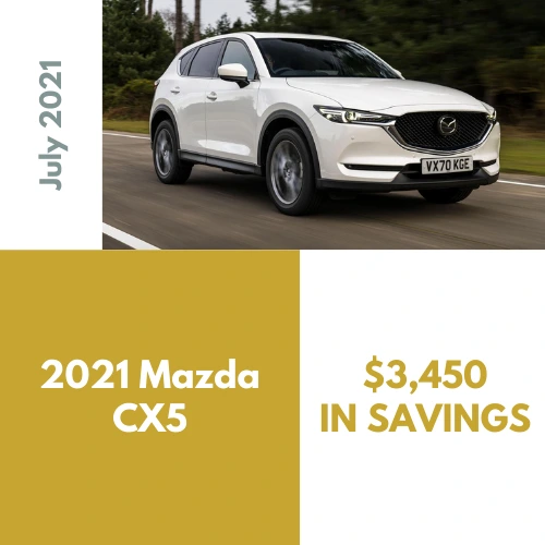 Best Car Deals - 2021 Mazda CX5, $3,450 in savings through Car Concierge Pro Car Buying Service